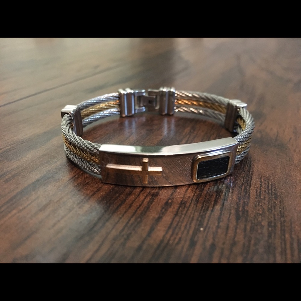 Vintage stainless steel Cross bracelet